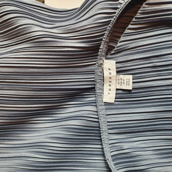 TOPSHOP wrap dress crinkle fabric Sze 12 RRP$168 bought in UK RARE slate blue - Picture 7 of 8